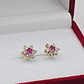 Aros roseta con circones y rubí 8 mm 2 grs Oro 18k  - Miniatura 2