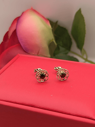 Aros doble flor onix 12 mm 2.5 grs Oro 18k