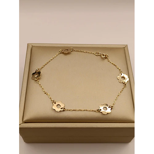 Pulsera limada flores 3 grs Oro 18k
