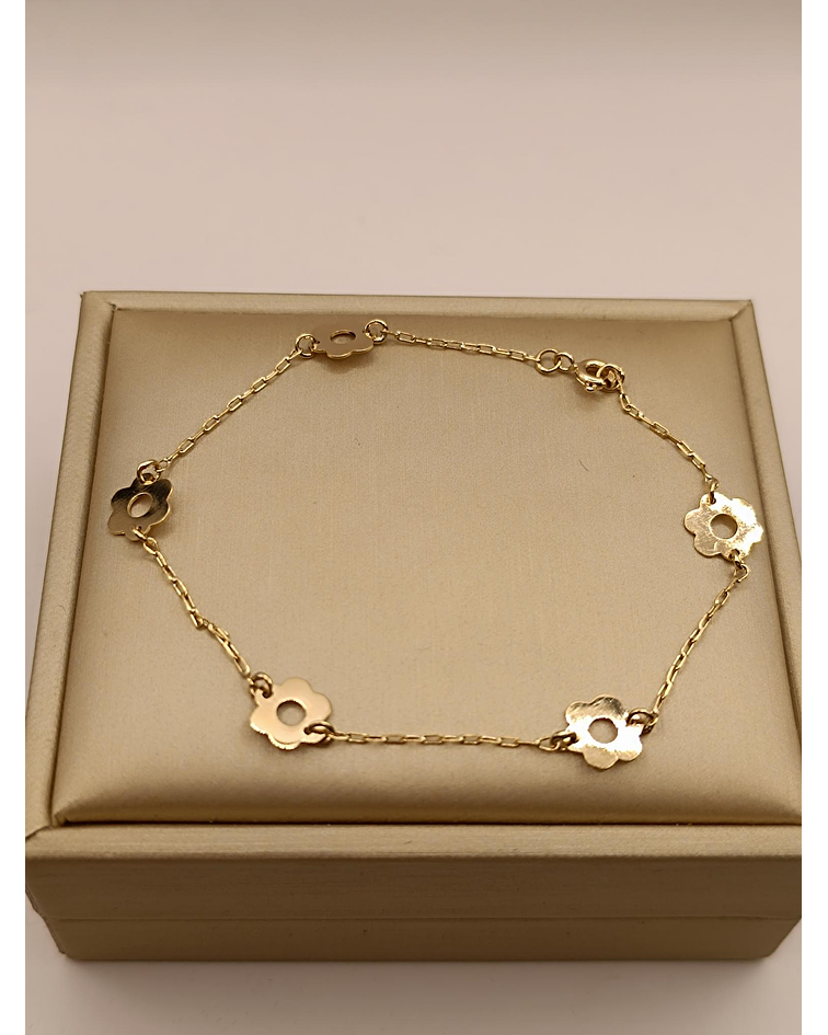 Pulsera limada flores 3 grs Oro 18k