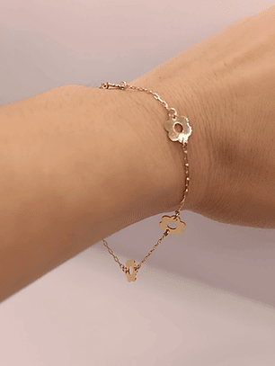 Pulsera limada flores 3 grs Oro 18k