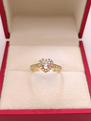 Anillo doble corazón cintillo circones 3 grs Oro 18k