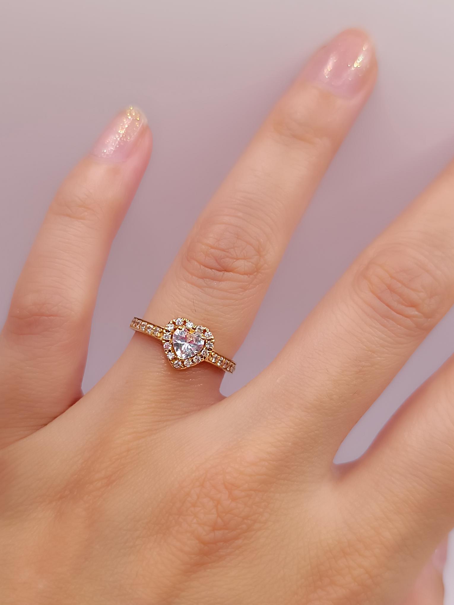 Anillo doble corazón cintillo circones 3 grs Oro 18k 1