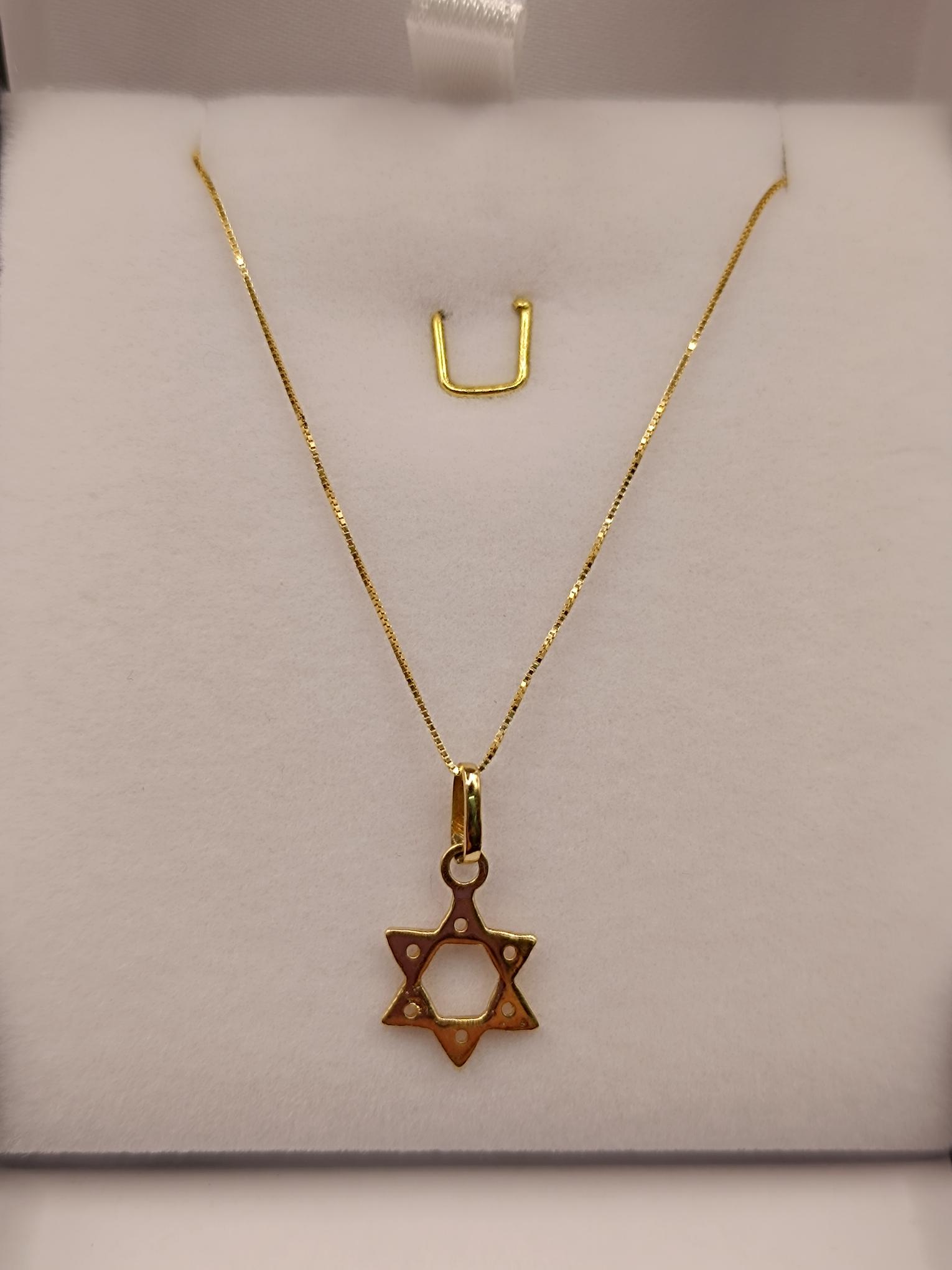 Cadena veneciana 50 cm con estrella de david 2.3 grs Oro italiano 18k 1