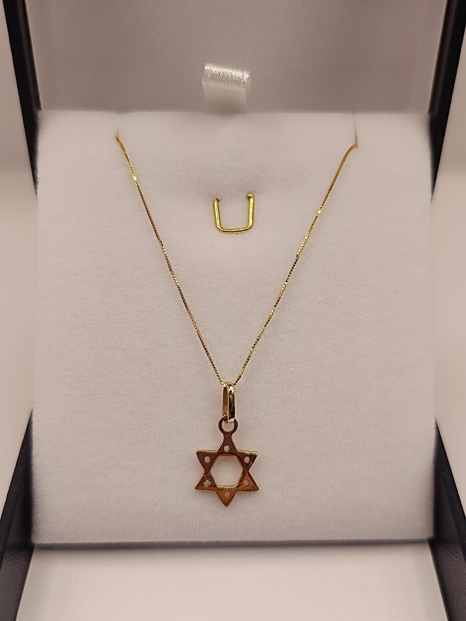 Cadena veneciana 50 cm con estrella de david 2.3 grs Oro italiano 18k 2
