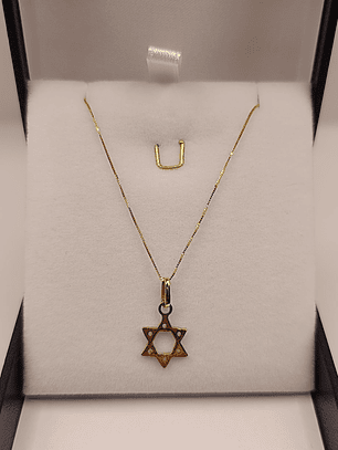 Cadena veneciana 50 cm con estrella de david 2.3 grs Oro italiano 18k