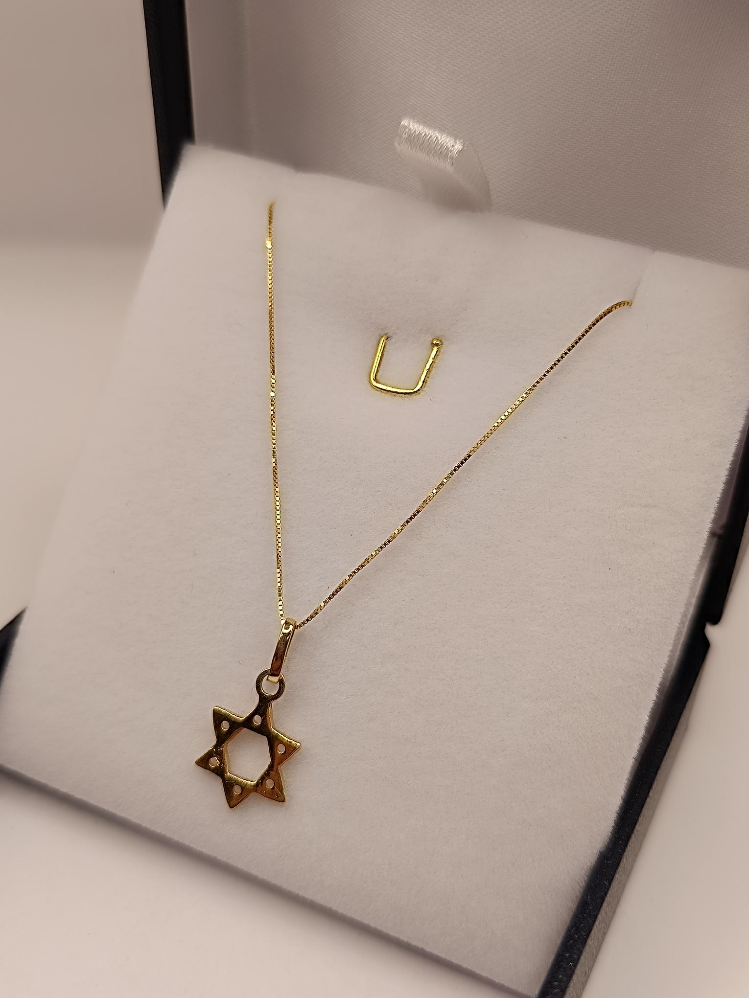 Cadena veneciana 50 cm con estrella de david 2.3 grs Oro italiano 18k 3