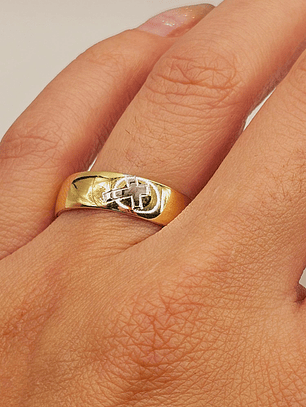 Argollas de matrimonio oro amarillo y cruz oro blanco 8 mm 10 grs Oro 18k