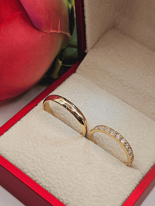 Argollas de matrimonio con circones 3 mm 6 grs Oro 18k