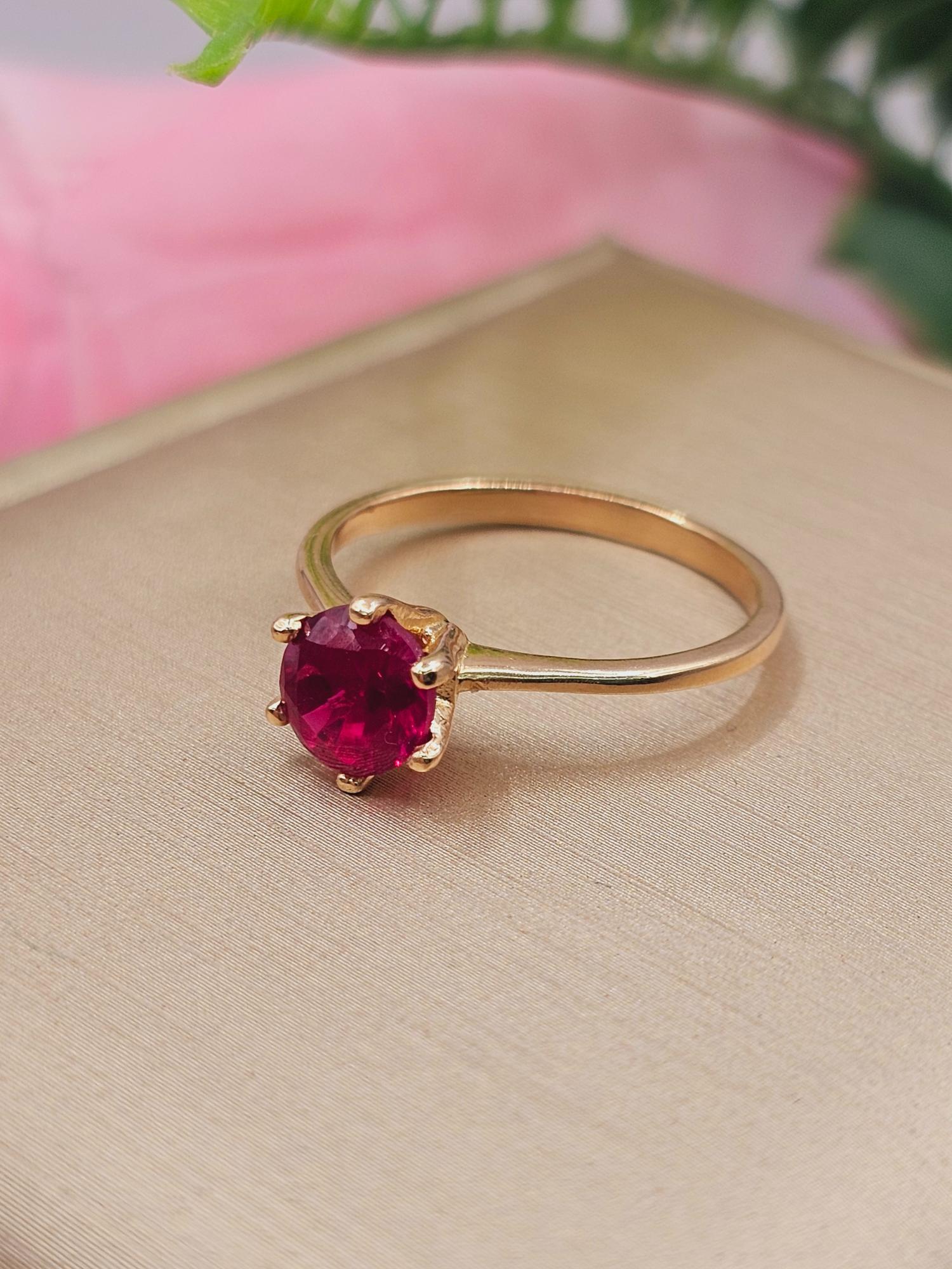 Anillo solitario rubí 6 grifas 2.4 grs Oro 18k  2