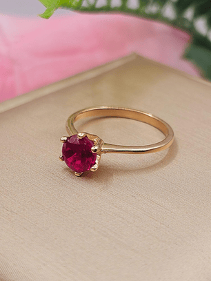 Anillo solitario rubí 6 grifas 2.4 grs Oro 18k 