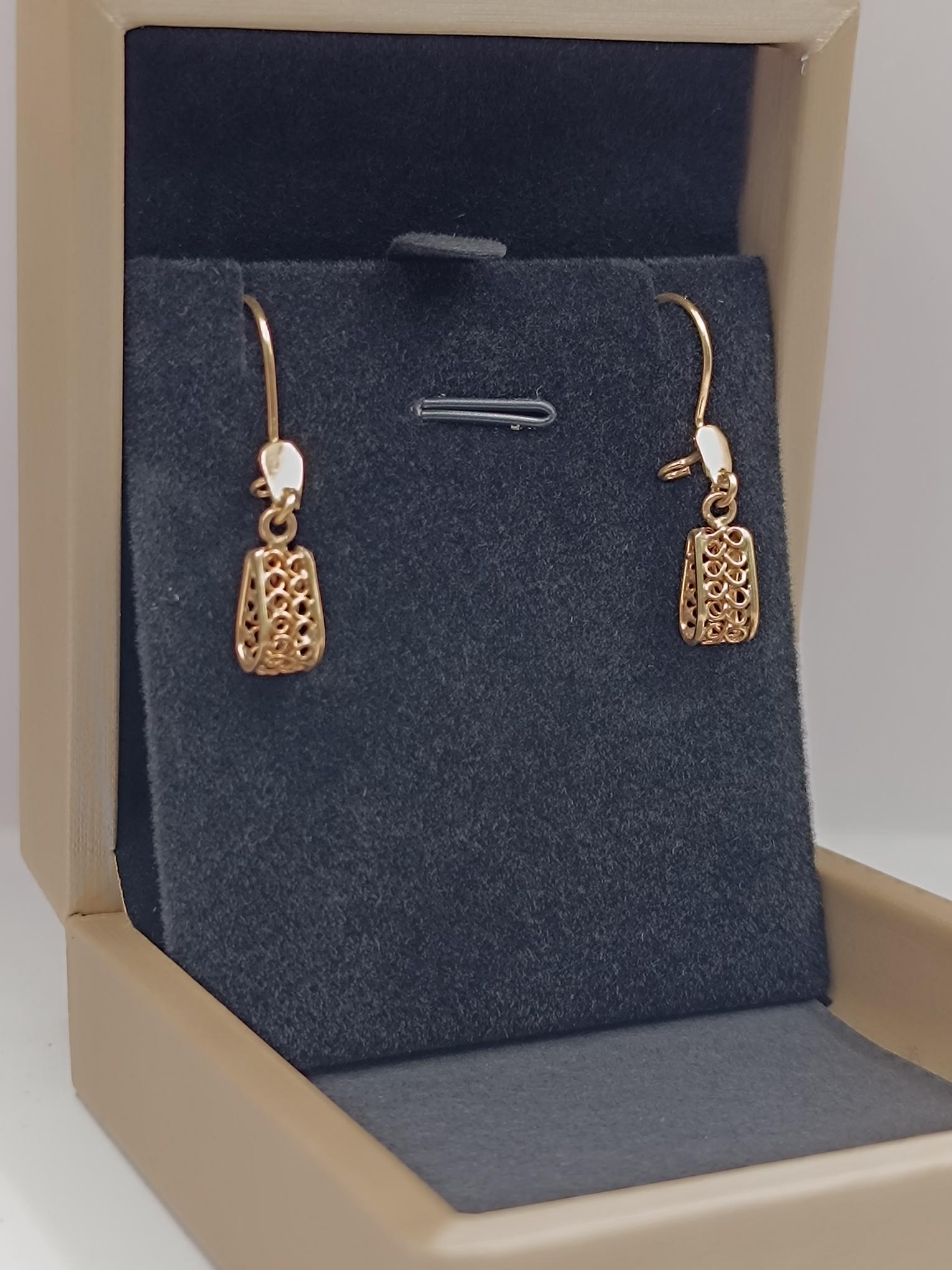 Aros filigrana con gancho largo 4.5 cm 3 grs Oro 18k 5