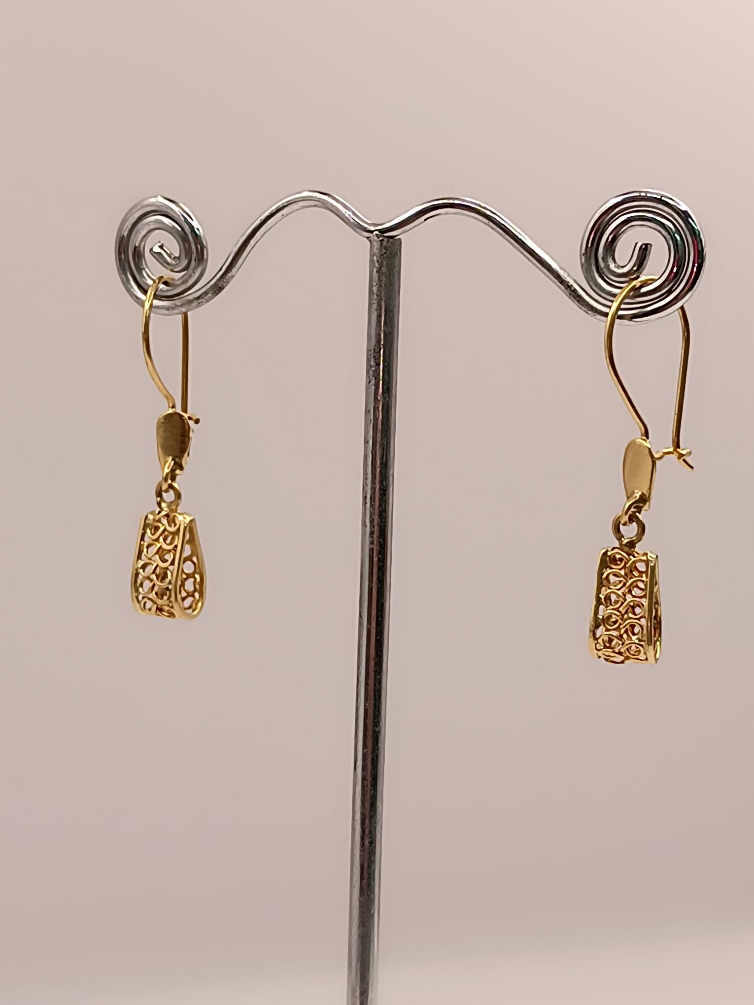 Aros filigrana con gancho largo 4.5 cm 3 grs Oro 18k 4