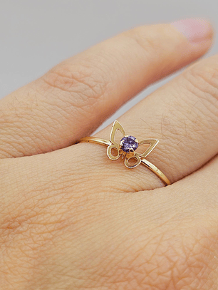 Anillo mariposa amatista 1.1 grs Oro 18k