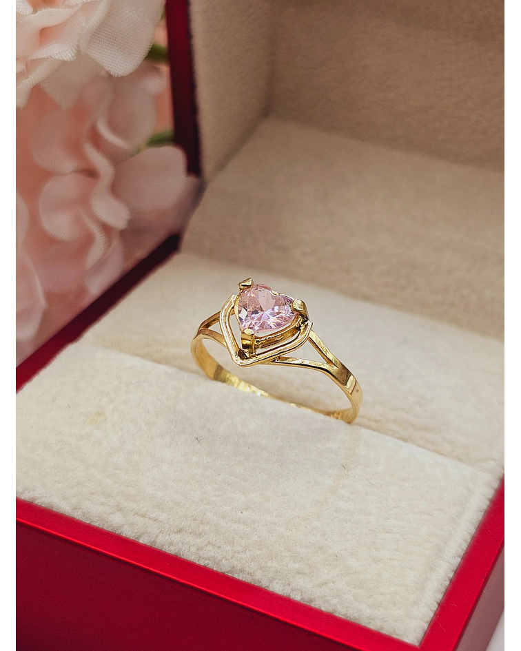 Anillo corazón rosa de francia 2 grs Oro 18k