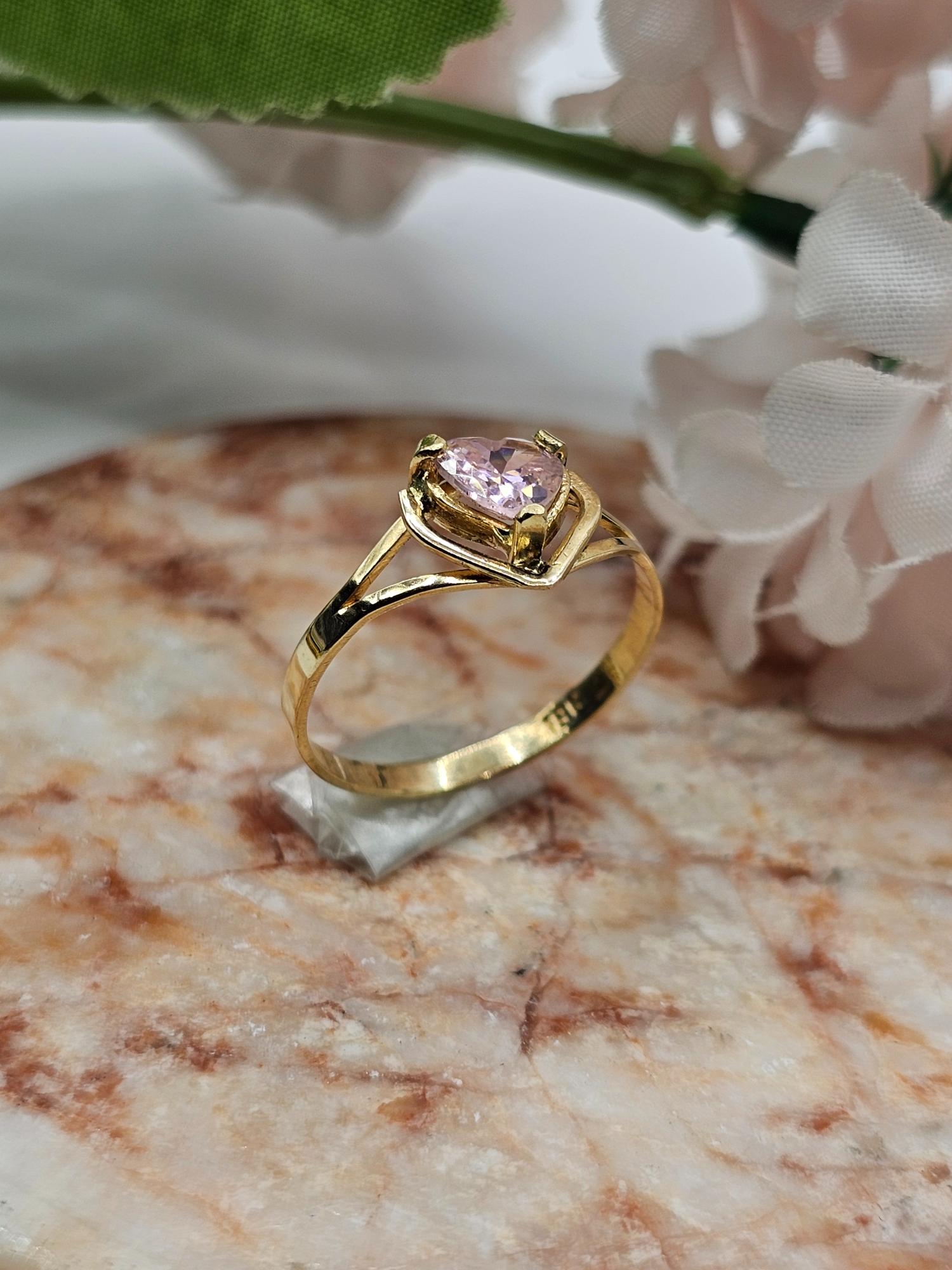 Anillo corazón rosa de francia 2 grs Oro 18k 3