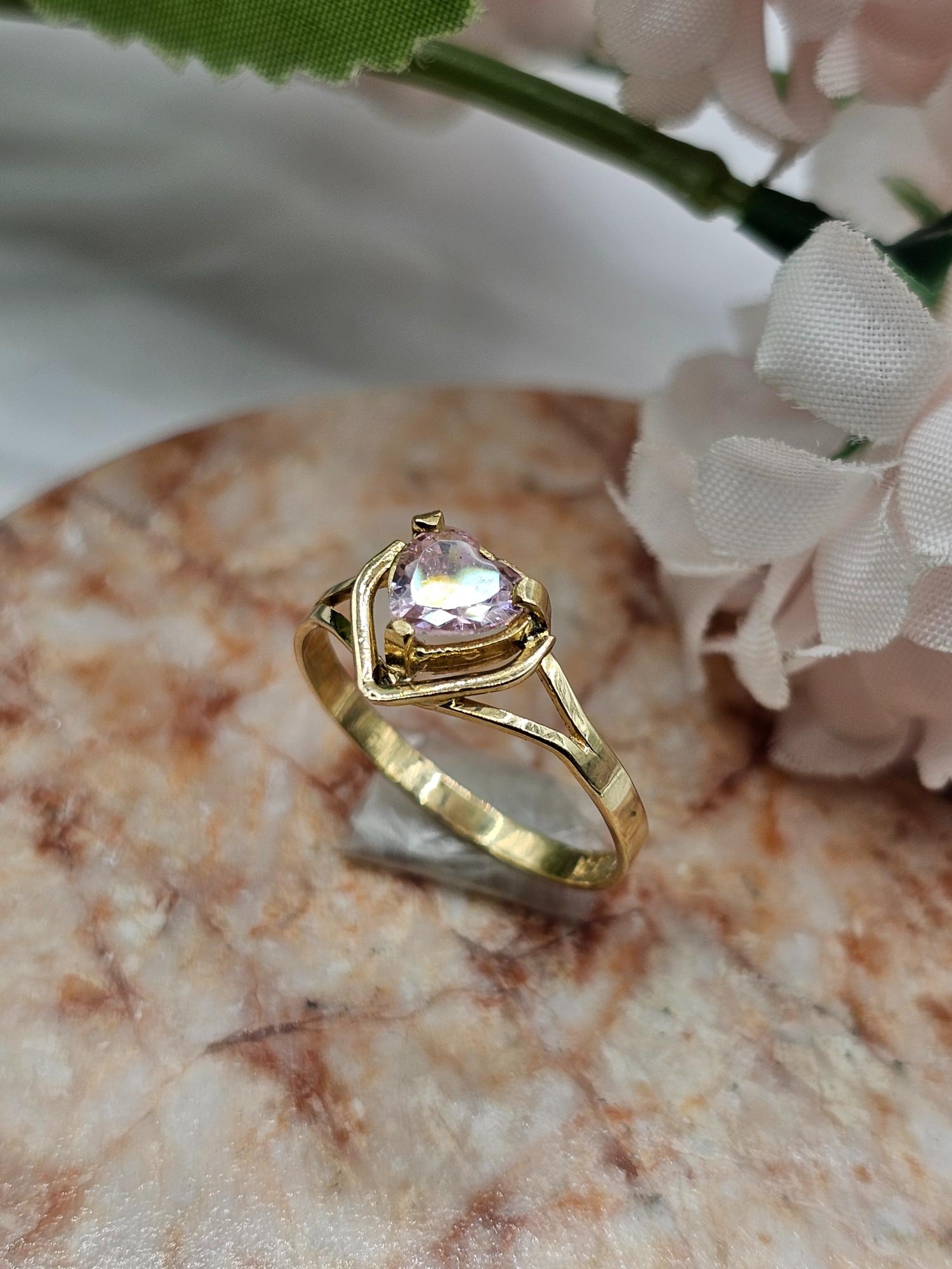 Anillo corazón rosa de francia 2 grs Oro 18k 4