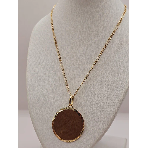 Cadena cartier 60cm y disco satinado 8.5 grs Oro 18k