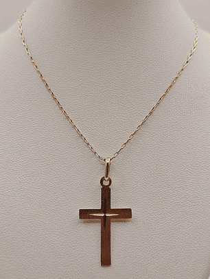Cadena limada 50 cm y cruz calada 3.2 grs Oro 18k