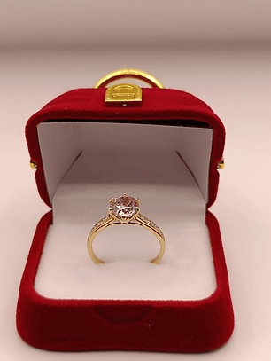Anillo solitario cintillo rosa de francia 3 grs Oro 18k