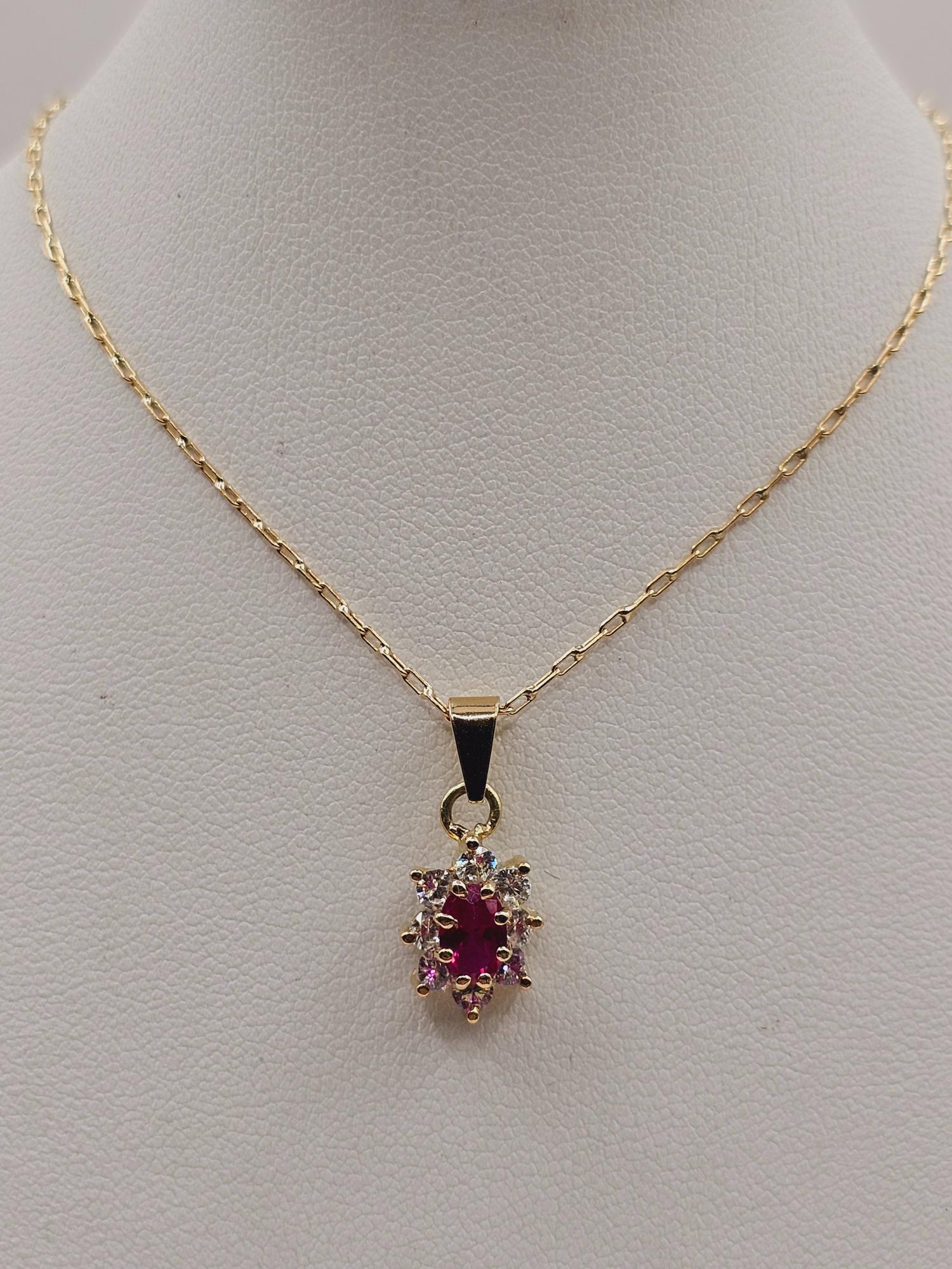 Cadena limada 50 cm y colgante lady rubí 3.6 grs Oro 18k 2