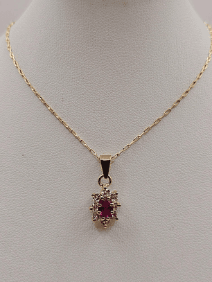 Cadena limada 50 cm y colgante lady rubí 3.6 grs Oro 18k