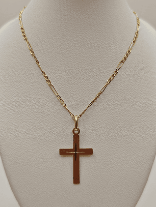 Cadena cartier 50 cm y cruz plana satinada 6 grs Oro 18k