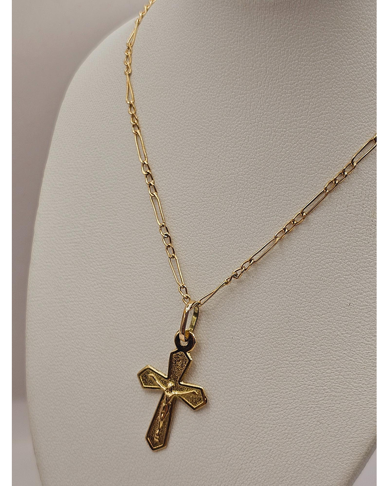 Cadena cartier 50 cm y cruz con cristo 6 grs Oro 18k