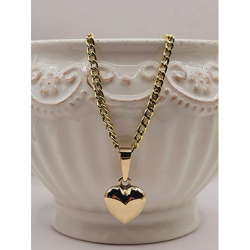 Cadena grumete 55 cm y corazón 28 mm 19 grs Oro 18k