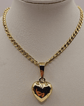 Cadena grumete 55 cm y corazón 28 mm 19 grs Oro 18k