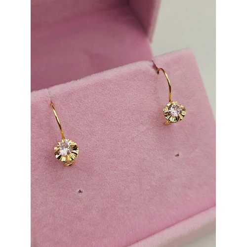 Aros chaton con gancho y rosa de francia 17 mm 1.5 grs Oro 18k