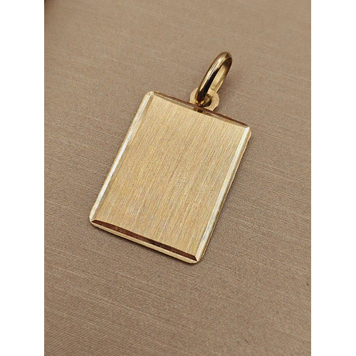 Colgante placa satinada bordes 19 mm 1.8 grs Oro 18k