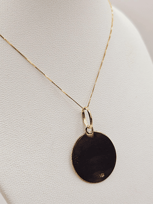 Cadena veneciana 45 cm y disco 2.5 cm 4 grs Oro 18k