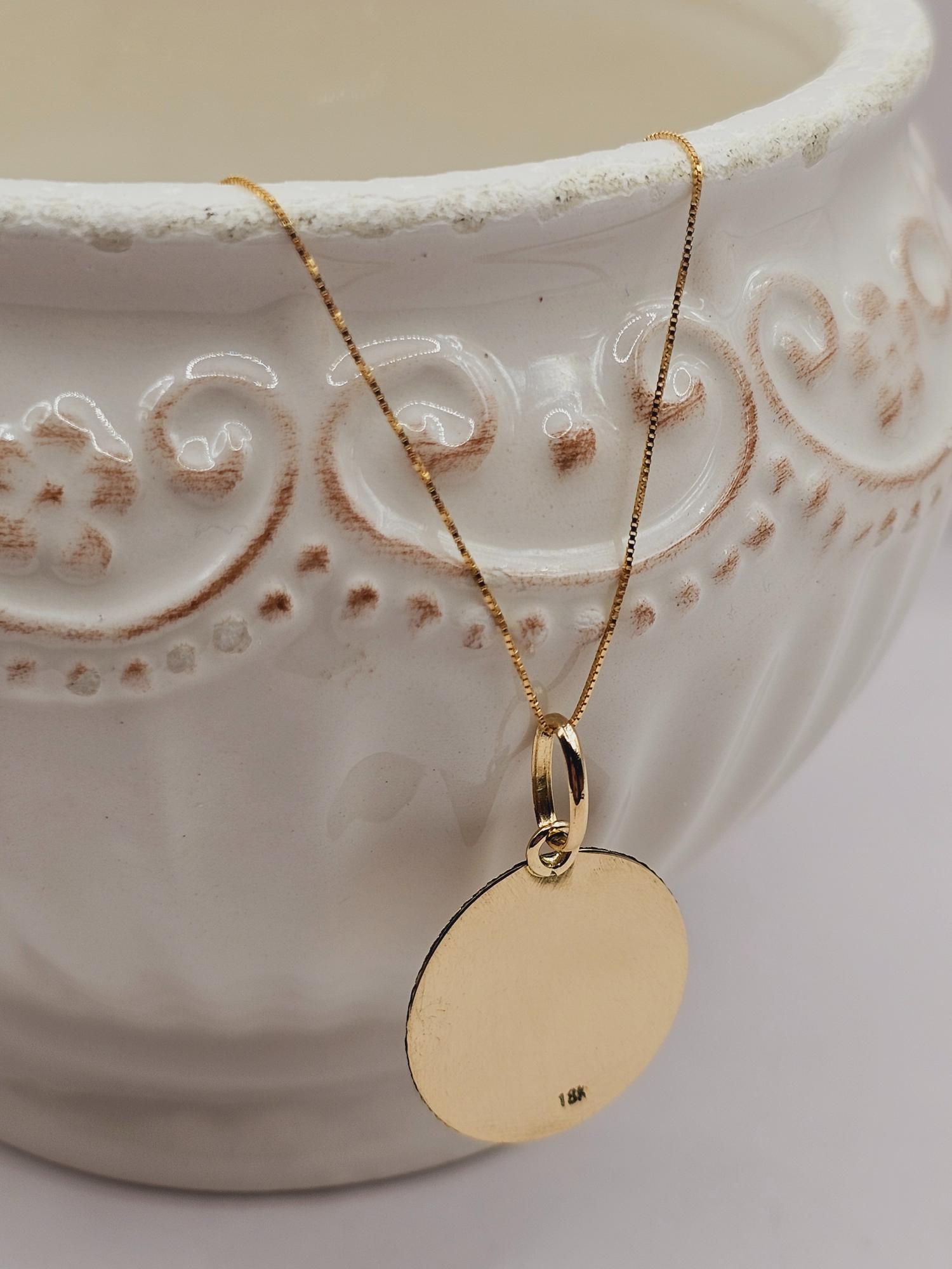 Cadena veneciana 45 cm y disco 2.5 cm 4 grs Oro 18k 3