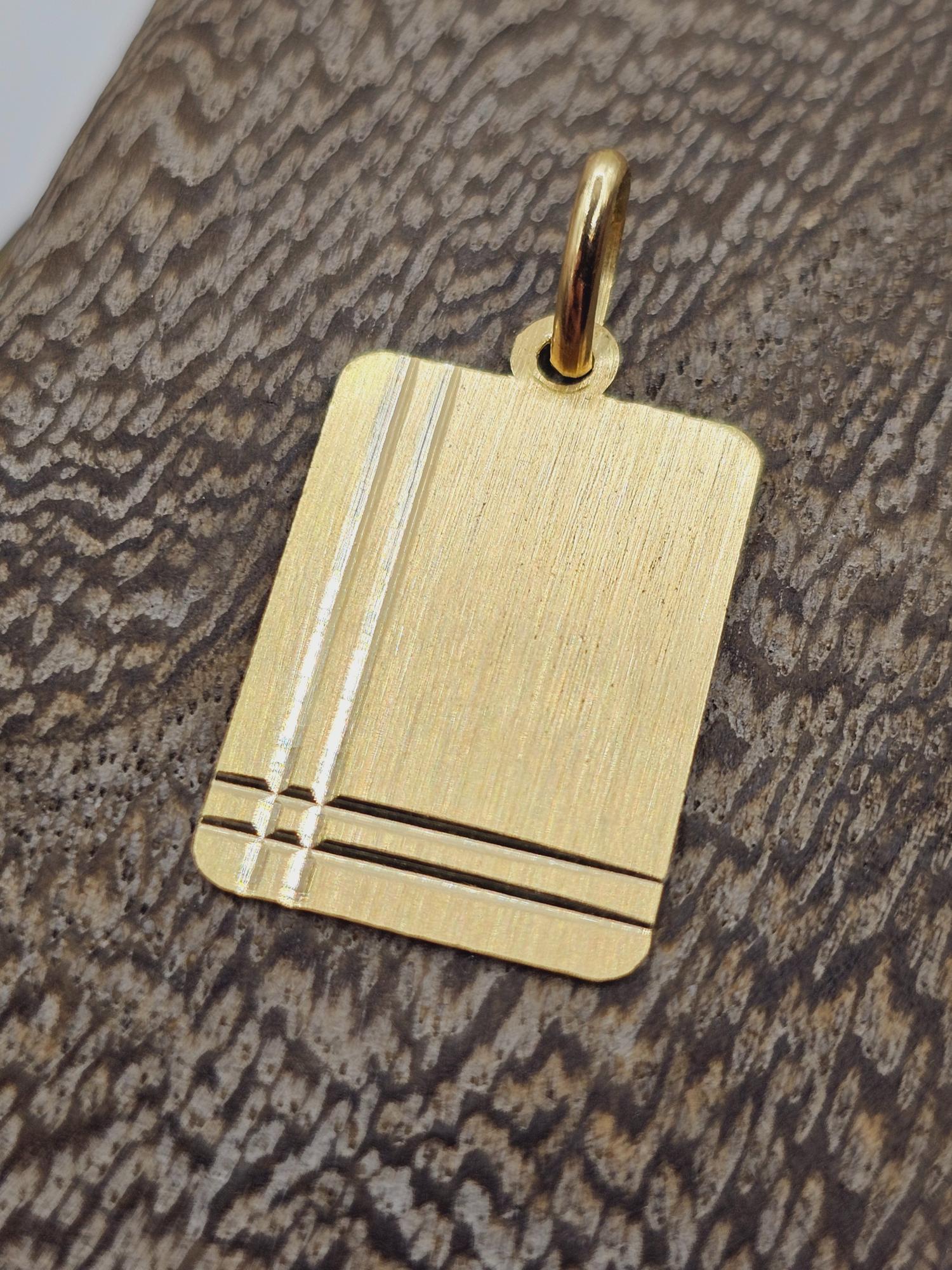 Colgante placa satinada 17 mm 1.8 grs Oro 18k 4