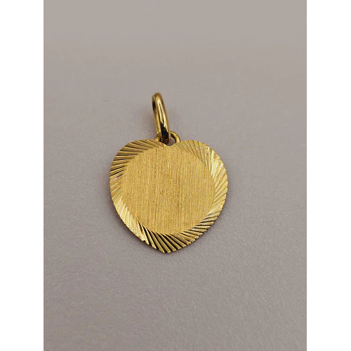 Colgante disco corazón satinado 23 mm 1.2 grs Oro 18k