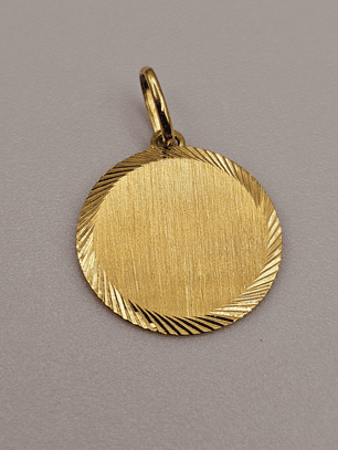 Colgante disco satinado 20 mm 2 grs Oro 18k