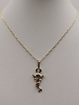 Cadena limada 50 cm y colgante angelito 24 mm 3.2 grs Oro 18k