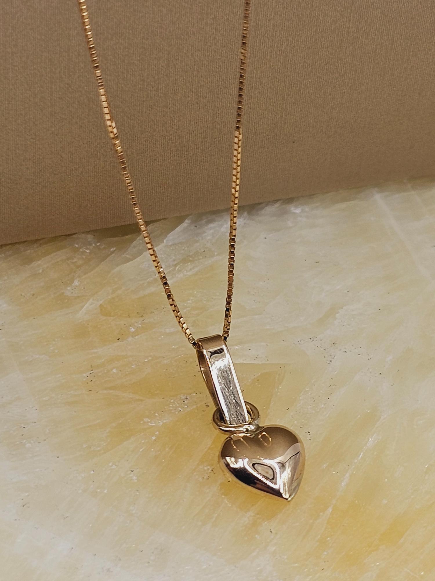 Cadena veneciana 45 cm y corazón inflado 16 mm 1.5 grs Oro italiano 18k  2