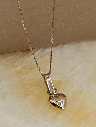 Cadena veneciana 45 cm y corazón inflado 16 mm 1.5 grs Oro italiano 18k 