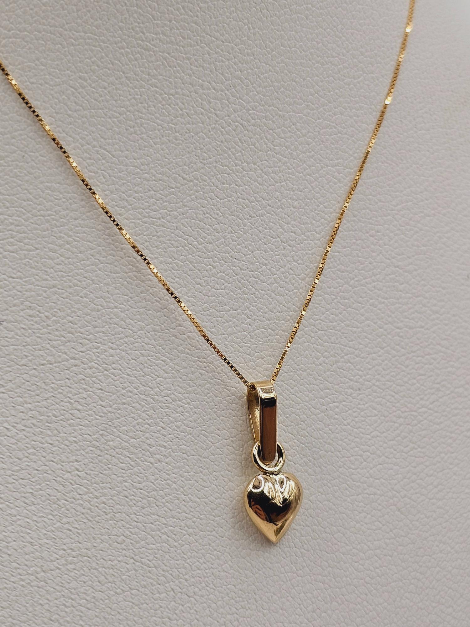 Cadena veneciana 45 cm y corazón inflado 16 mm 1.5 grs Oro italiano 18k  3