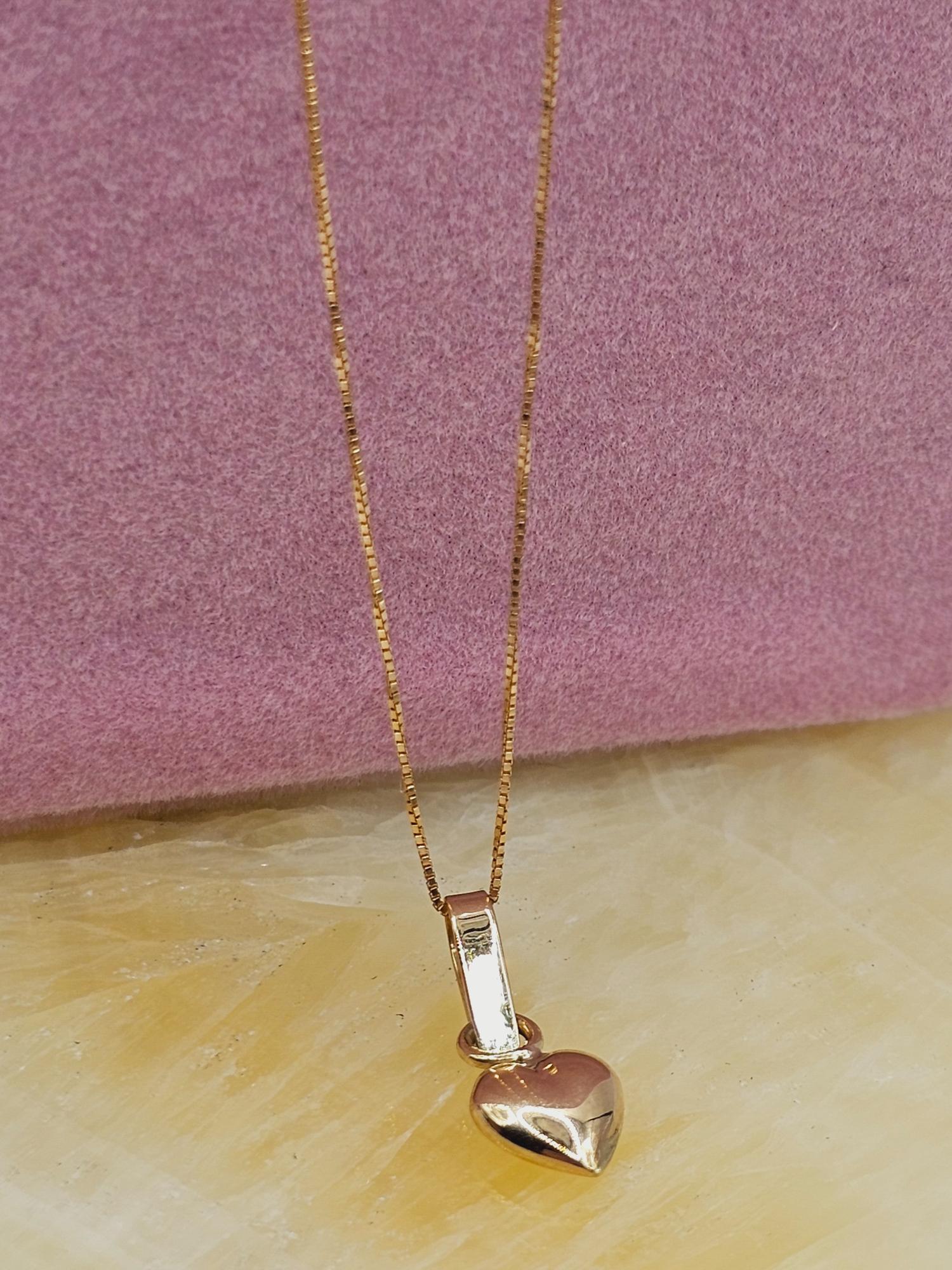 Cadena veneciana 45 cm y corazón inflado 16 mm 1.5 grs Oro italiano 18k  5