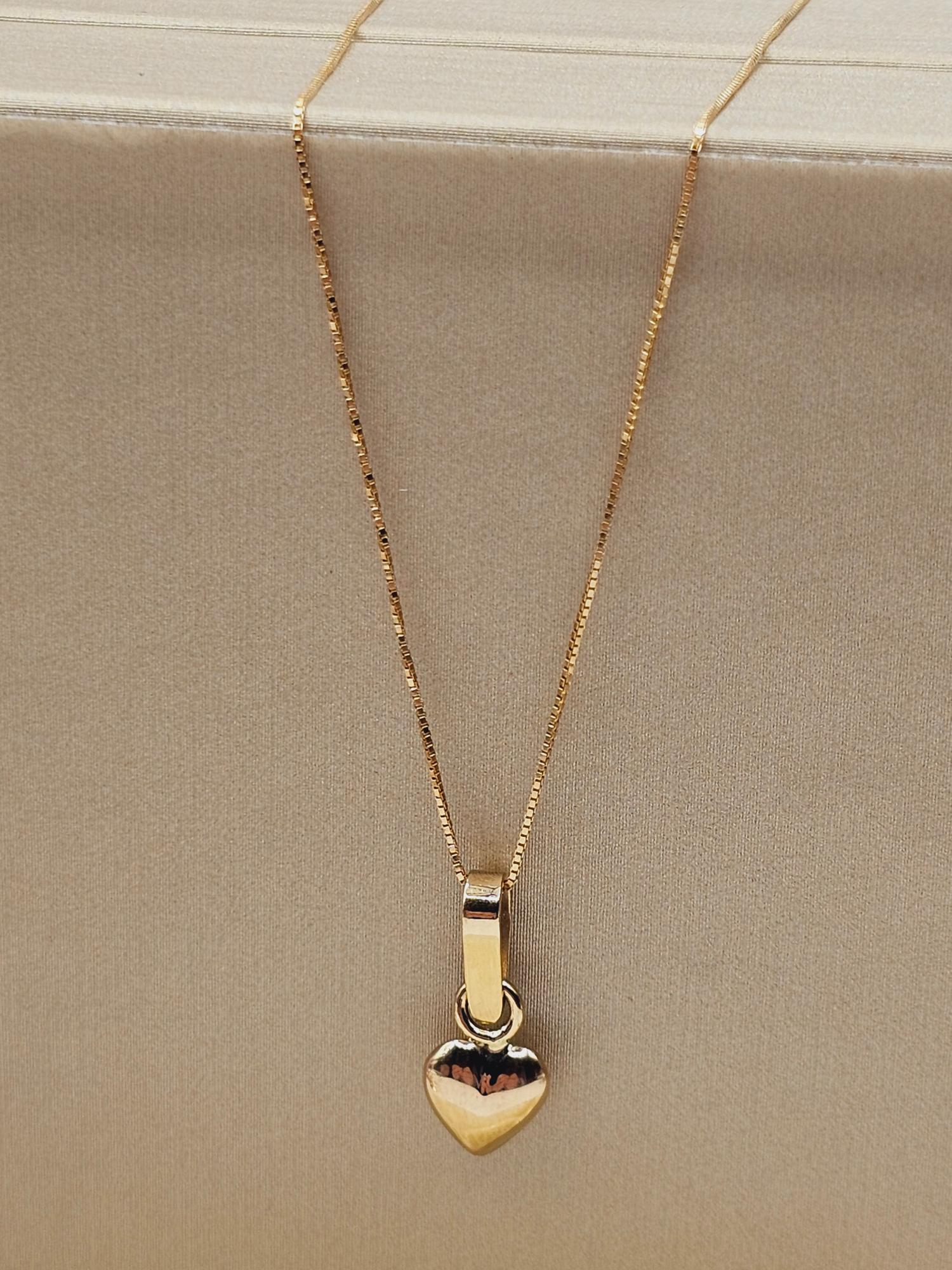 Cadena veneciana 45 cm y corazón inflado 16 mm 1.5 grs Oro italiano 18k  1