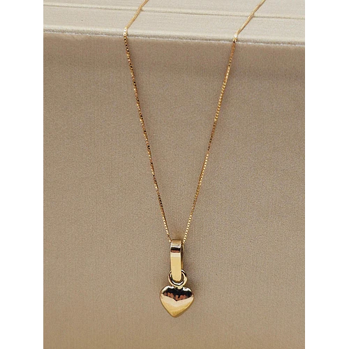 Cadena veneciana 45 cm y corazón inflado 16 mm 1.5 grs Oro italiano 18k 