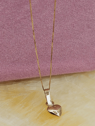 Cadena veneciana 50 cm y corazón inflado 16 mm 1.7 grs Oro italiano 18k 