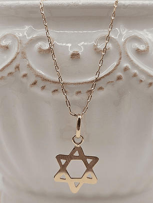Cadena limada 50 cm y estrella de David 24 mm 2.8 grs Oro 18k