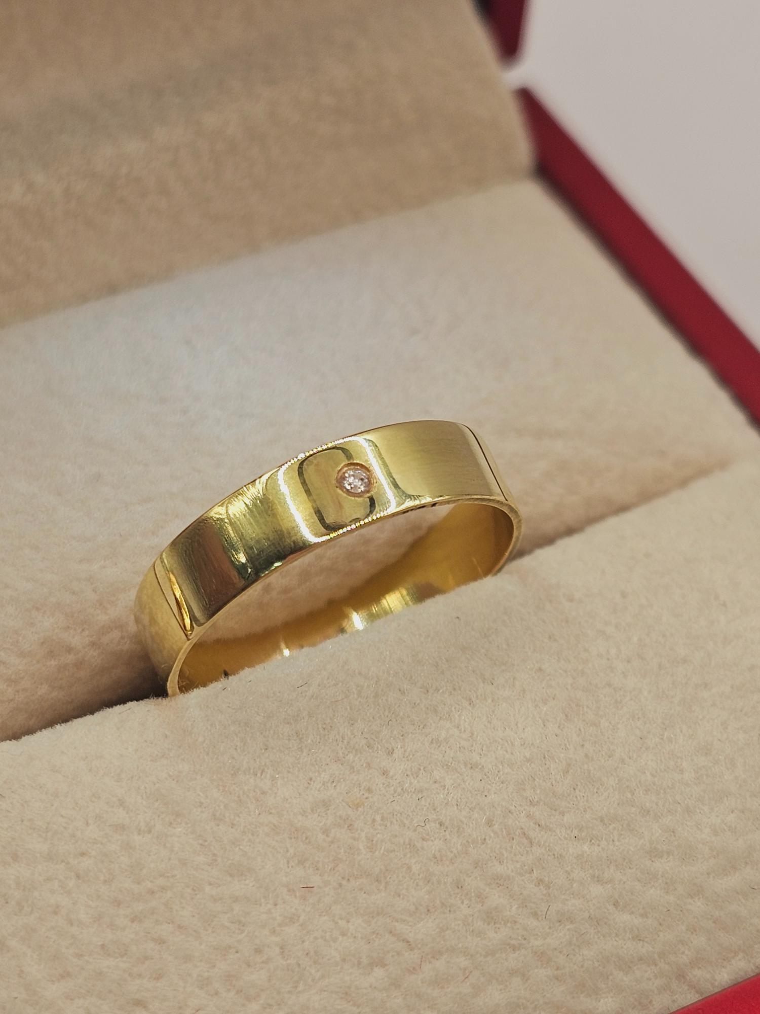 Anillo 4 mm con punto diamante 2 grs Oro amarillo 18k  2