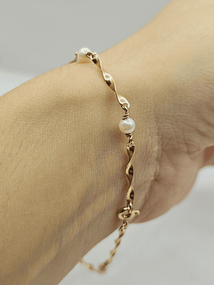 Pulsera torcida y perlas cultivadas 19 cm 3,8 grs Oro 18k