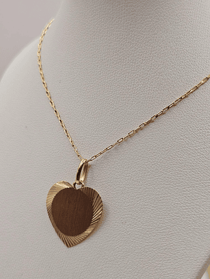 Cadena limada 50 cm y corazón satinado 19 mm 3.3 grs Oro 18k