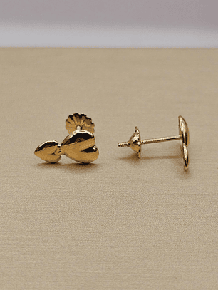 Aros doble corazón 6.5 mm 1 gr Oro 18k
